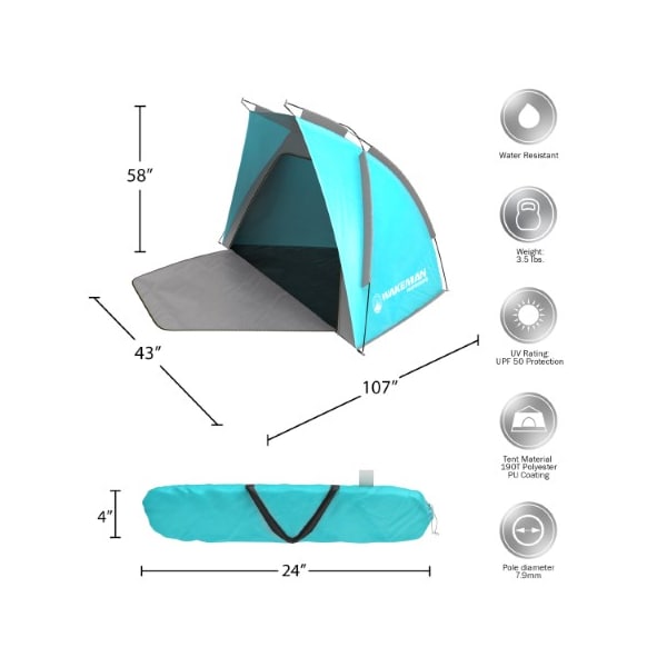 Leisure Sports Beach Tent Sun Shelter, Sport Umbrella, UV Protection, Zip Up Porch for Privacy, Families/Kids/Baby - 514771BEY
