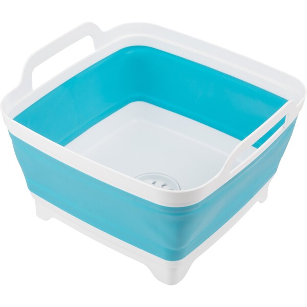 Wakeman Collapsible Wash Basin - 9L Portable Sink with Drain for Camping by Wakeman Blue - 75-CMP1159