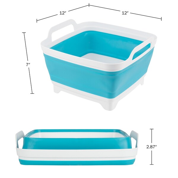 Wakeman Collapsible Wash Basin - 9L Portable Sink with Drain for Camping by Wakeman Blue - 75-CMP1159