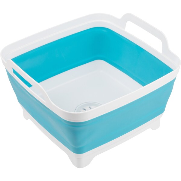 Wakeman Collapsible Wash Basin - 9L Portable Sink with Drain for Camping by Wakeman Blue - 75-CMP1159