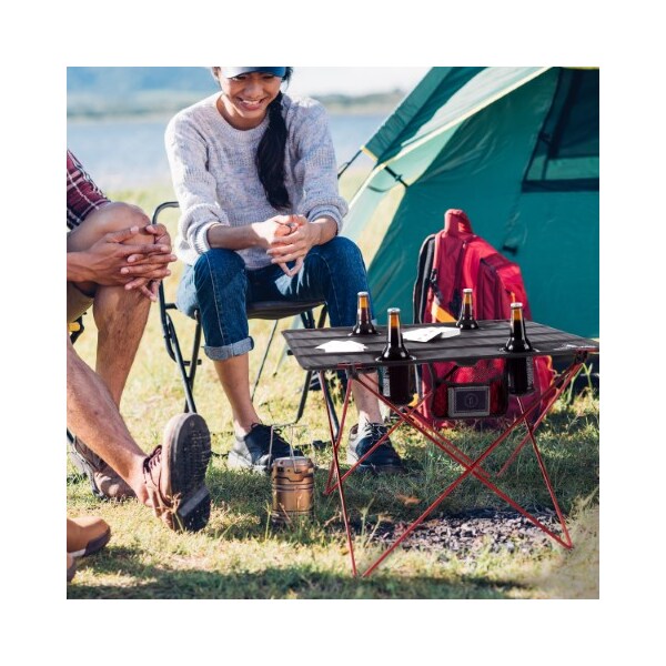Leisure Sports Camp Table, Outdoor Folding Table with 4 Cupholders and Carrying Bag, for Camping, Hiking, Beach - 260475QAD