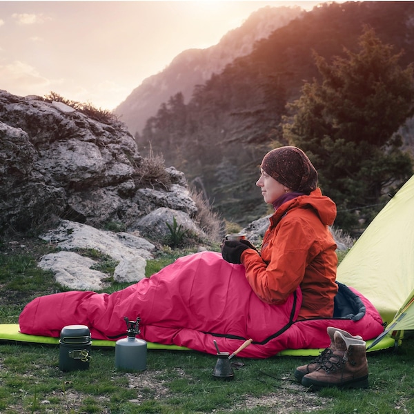 Wakeman Mummy Sleeping Bag - Cold Weather Waterproof Sleeping Bag Rated to 10 Degrees F by Wakeman Pink - 75-CMP1165
