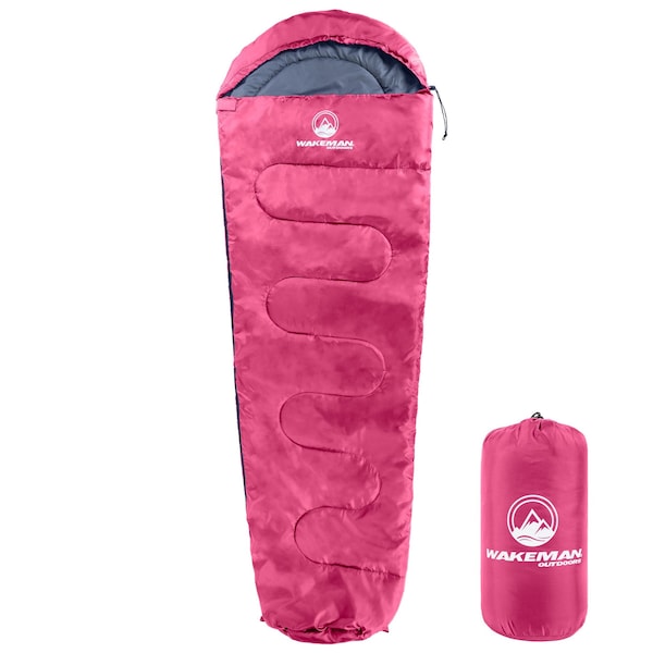 Wakeman Mummy Sleeping Bag - Cold Weather Waterproof Sleeping Bag Rated to 10 Degrees F by Wakeman Pink - 75-CMP1165