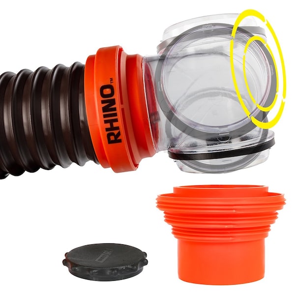 Camco RhinoFLEX 15' Sewer Hose Kit w/4 In 1 Elbow Caps - 39761