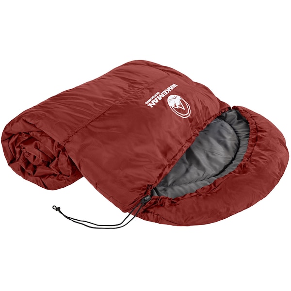 Wakeman Mummy Sleeping Bag - Cold Weather Waterproof Sleeping Bag Rated to 10 Degrees F by Wakeman Red - 75-CMP1164