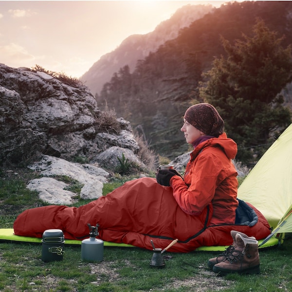Wakeman Mummy Sleeping Bag - Cold Weather Waterproof Sleeping Bag Rated to 10 Degrees F by Wakeman Red - 75-CMP1164