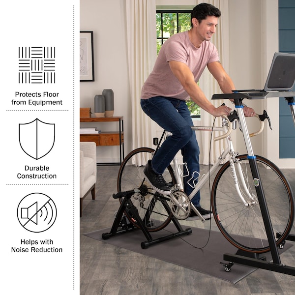 Wakeman Exercise Bike Mat- Non-Slip Waterproof Indoor Cycle Pad - Noise-Reducing 0.23-Inch-Thick Workout Mat - 80-5206