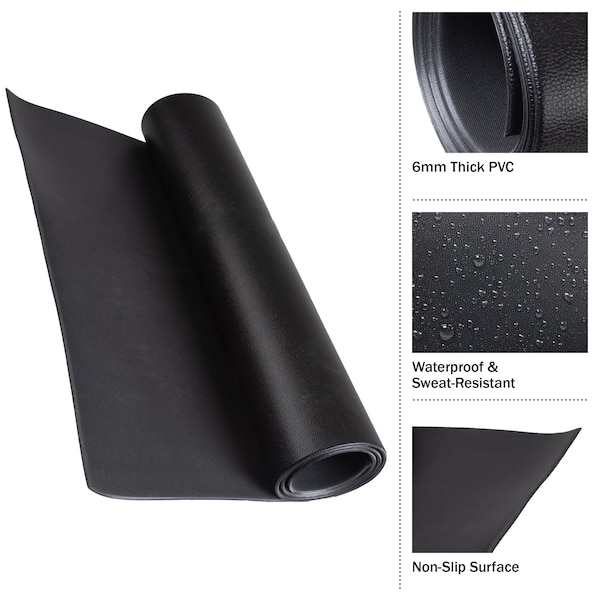 Wakeman Exercise Bike Mat- Non-Slip Waterproof Indoor Cycle Pad - Noise-Reducing 0.23-Inch-Thick Workout Mat - 80-5206