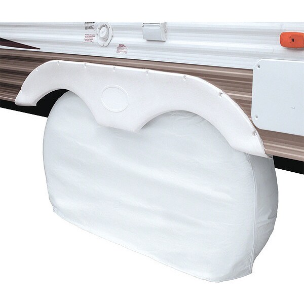 Classic Accessories Dual Axle Wheel RV Covers, Up To 27"Dia, White - 80-109-022801-00