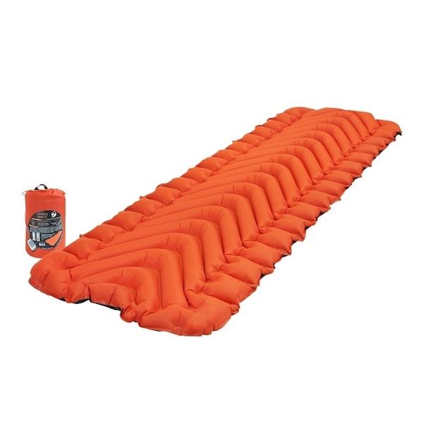 Klymit Insulated Static V Sleeping Pad, 72 in L, 23 in W, 75D Polyester, Orange - 06IVOR02C