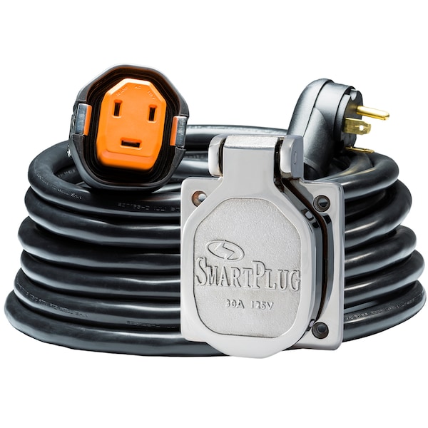 Smartplug RV Kit 30 Amp 30 Dual Configuration Cordset-Black -SS Inlet - R30303BM30NT
