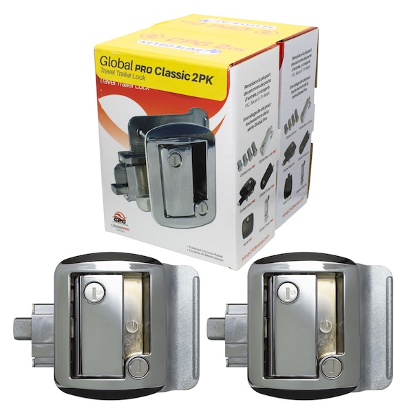 Global 2-PACK Keyed Alike, Standard Towable RV Entry Door Lock, G3xx keyed, For Standard RV Locks, Chrome - TTL-43610-PC-2PK
