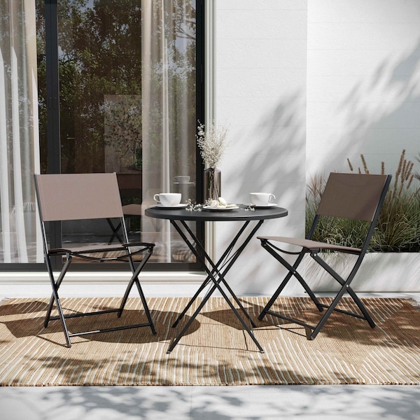 Flash Furniture Brazos Folding Chairs w/Brown Flex Comfort Material Backs and Seats and Black Metal Frames, 2PK - TLH-SC-097-BRN-02-GG