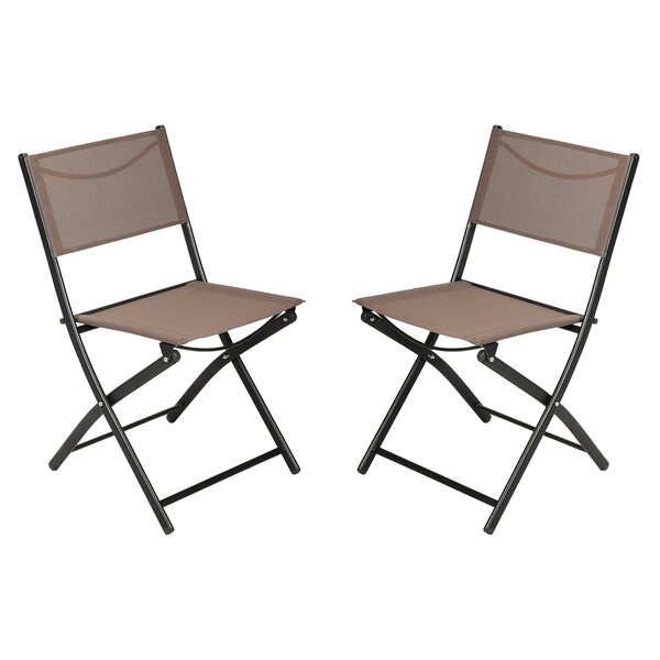 Flash Furniture Brazos Folding Chairs w/Brown Flex Comfort Material Backs and Seats and Black Metal Frames, 2PK - TLH-SC-097-BRN-02-GG