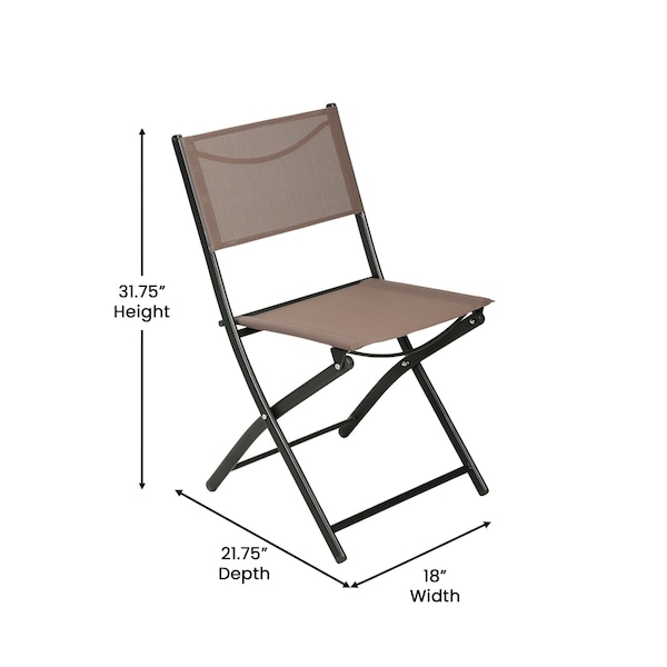 Flash Furniture Brazos Folding Chairs w/Brown Flex Comfort Material Backs and Seats and Black Metal Frames, 2PK - TLH-SC-097-BRN-02-GG