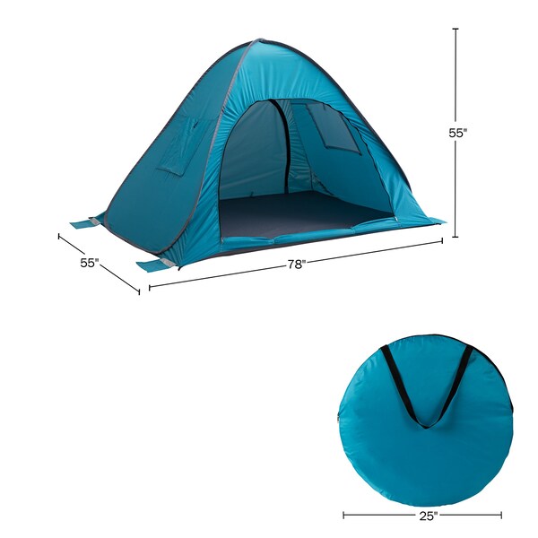 Wakeman Pop Up Beach Tent - Fits 2 People - Sun Shelter with UV Protection and Ventilation by Blue - 75-CMP1105