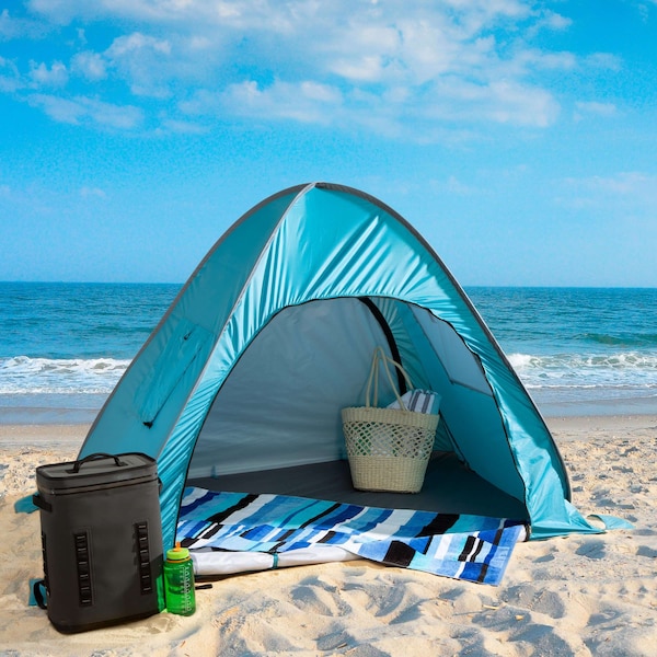 Wakeman Pop Up Beach Tent - Fits 2 People - Sun Shelter with UV Protection and Ventilation by Blue - 75-CMP1105