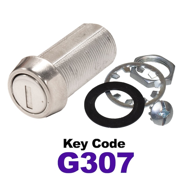 Global RV SS Compartment Lock, Cam/Blade Style, 1-3/8in Threaded Barrel, Keyed to G307, Blades not Included - CLB-307-138-SS