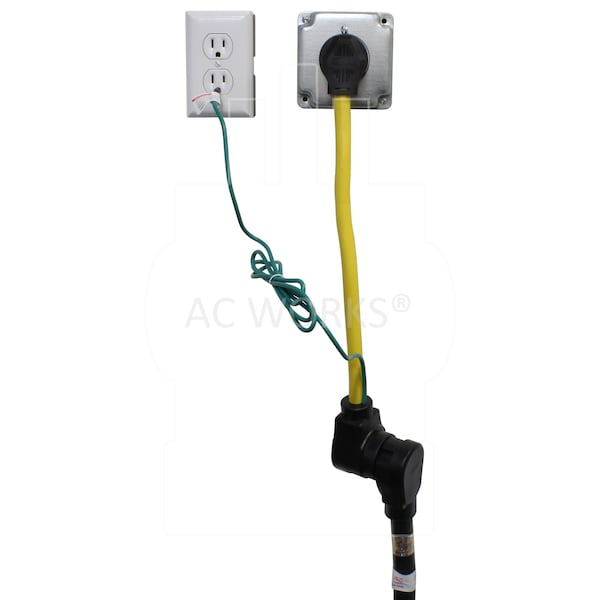 Ac Works 1.5FT 3-Prong 30A Dryer Outlet to 14-50R EV/RV  50A 125/250V Connector - RV10301450-018