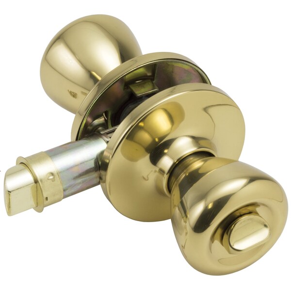 Global RV/Manufactured Housing Interior Lockset, Knob Style, Privacy/Locking, Brass - LSK-C3-B