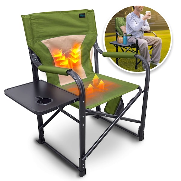 Snow Joe 24V Heated Directors Chair - Green - BHC-24VH-GRN