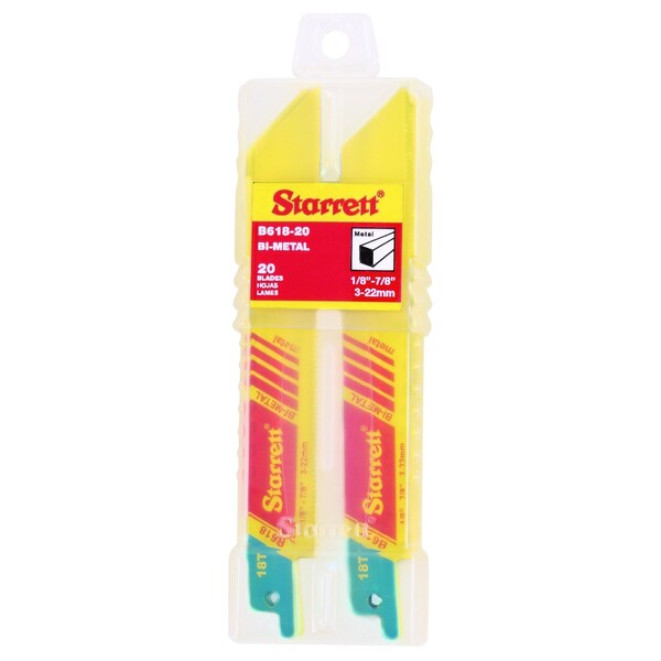 Starrett 3X Power - Metal, Bi-Metal, Reciprocating Blades, 6" X 18 Tpi, Straight Shape, 20 Pack - B618-20