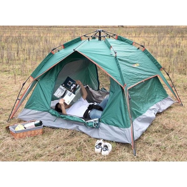Playberg Portable Travel Toilet with Pop Up Tent Sun Shelter for Camping and Hiking - QI003241.444