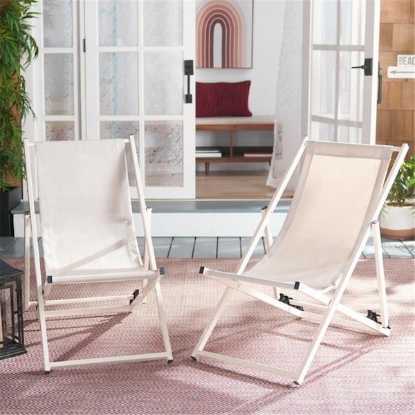 Safavieh Breslin Sling Chairs, Beige & Beige, 2PK - PAT9040A-SET2