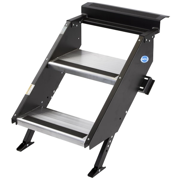 Mor/Ryde 2 Manual Folding Steps, Threshold Height Of 25" To 29", With 9" Rise, 500 Pound Capacity - STP-202