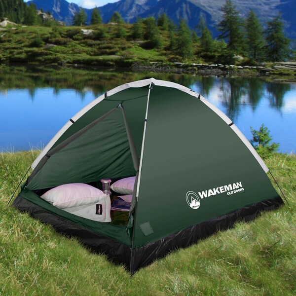 Wakeman 2 Person Camping Tent with Rain Fly and Bag - Lightweight Outdoor Tent by Outdoors Green - 75-CMP1082