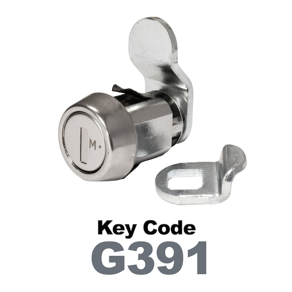 Global RV SS Compart. Lock, Cam/Blade Style, 7/8in Press in, Keyed to G391, Offset Blade to fit 5/8in Use,  - CLB-391-78SI-SS