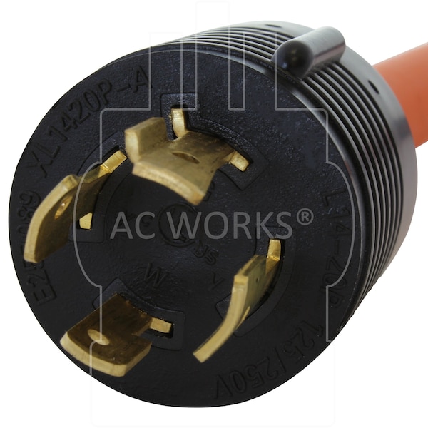Ac Works 1.5FT L14-20P 20A 4-Prong Locking Plug to 30A RV Generator Adapter - RVL1420TT-018