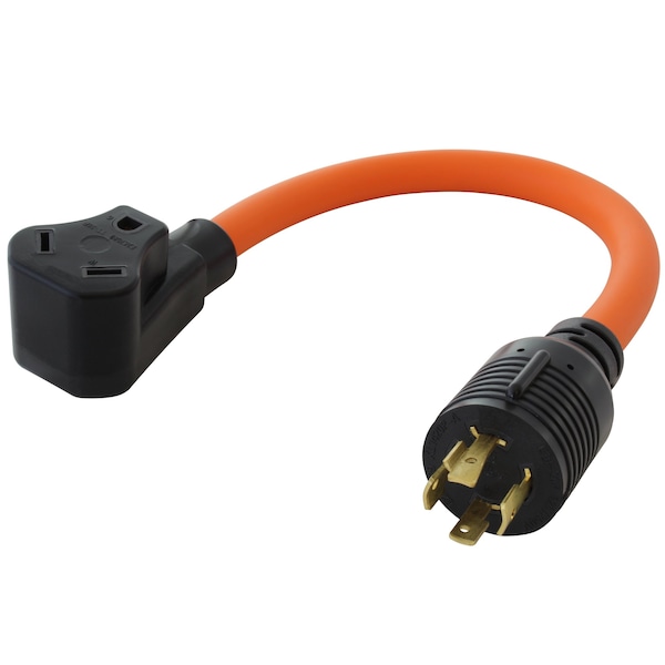 Ac Works 1.5FT L14-20P 20A 4-Prong Locking Plug to 30A RV Generator Adapter - RVL1420TT-018