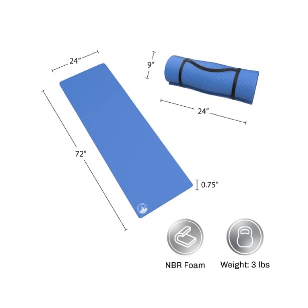 Leisure Sports Foam Sleep Pad, 0.75-inch Thick Camping Mat for Cots, Tents, Non-Slip, Lightweight, Carry Handle (Blue) - 659353KQP