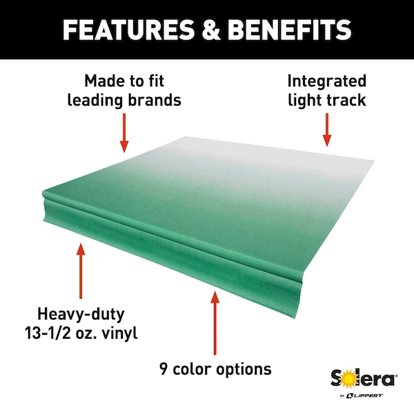 Lippert 16 ft. White Replacement Fabric Green Fade Awning - LIPV000345099