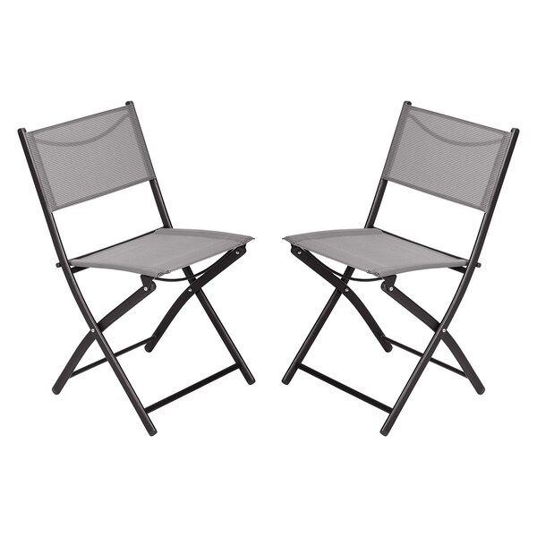 Flash Furniture Brazos Folding Chairs w/Gray Flex Comfort Material Backs and Seats and Black Metal Frames, 2PK - TLH-SC-097-GRY-02-GG