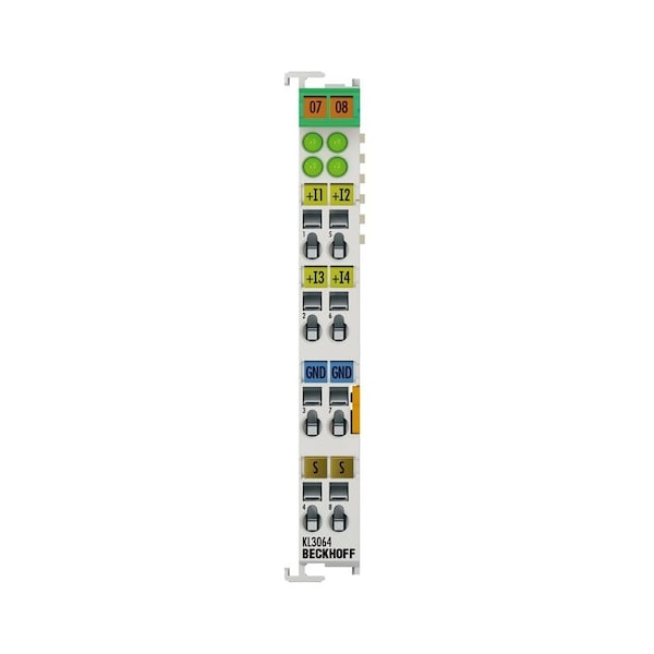 Beckhoff Bus Terminal, 4-channel analog input, voltage, 0...10 V, 12 bit, single-ended, shield connector - KL3064
