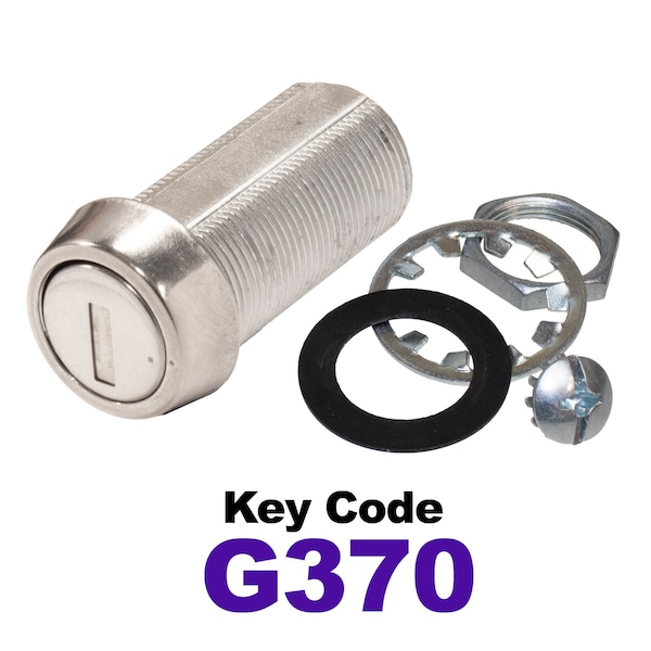 Global RV SS Compartment Lock, Cam/Blade Style, 1-3/8in Threaded Barrel, Keyed to G370, Blades not Included - CLB-370-138-SS