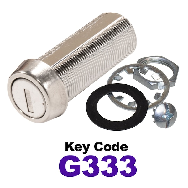 Global RV SS Compartment Lock, Cam/Blade Style, 1-3/4in Threaded Barrel, Blades not Included, Keyed to G333 - CLB-333-134-SS