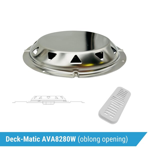 Ava-Matic Deck-Matic Stainless Steel Roof Ventilator for Vans, RVs, Trailers, Campers, White, Rectangle Shutter - AVA8280W