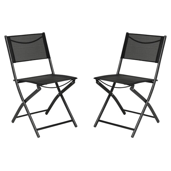 Flash Furniture Brazos Folding Chairs w/Black Flex Comfort Material Backs and Seats and Black Metal Frames, 2PK - TLH-SC-097-BLK-02-GG