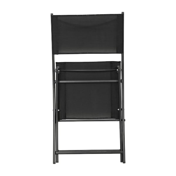 Flash Furniture Brazos Folding Chairs w/Black Flex Comfort Material Backs and Seats and Black Metal Frames, 2PK - TLH-SC-097-BLK-02-GG