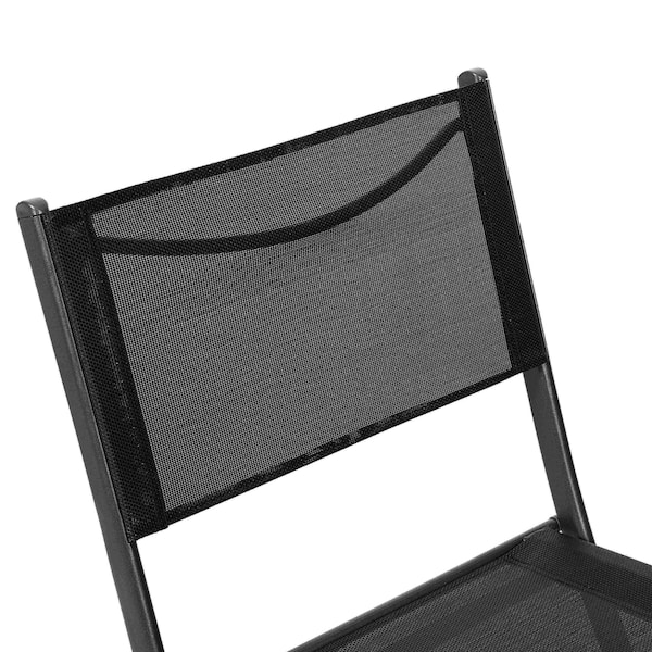 Flash Furniture Brazos Folding Chairs w/Black Flex Comfort Material Backs and Seats and Black Metal Frames, 2PK - TLH-SC-097-BLK-02-GG