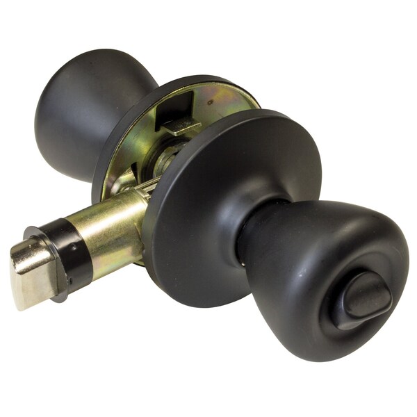 Global RV/Manufactured Housing Interior Lockset, Knob Style, Privacy/Locking, Matte Black - LSK-C3-MB