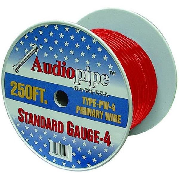 Audiopipe APipe 250ft Roll 4 ga Red Power Wire - PW4250RED - PW4250RED