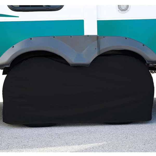 Superior Electric RV Trailer Black Vinyl Dual / Double Tire Cover for Size 27 Inch-29 Inch - RVA1612