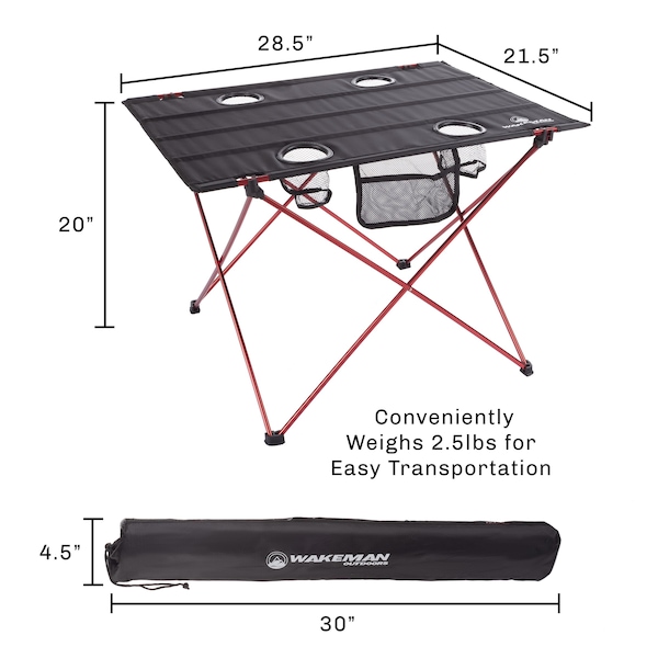 Wakeman Camp Table - Outdoor Folding Table with Cupholders and Carrying Bag for Camping by Outdoors - 75-CMP1078