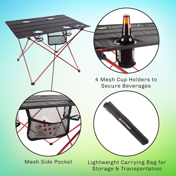 Wakeman Camp Table - Outdoor Folding Table with Cupholders and Carrying Bag for Camping by Outdoors - 75-CMP1078