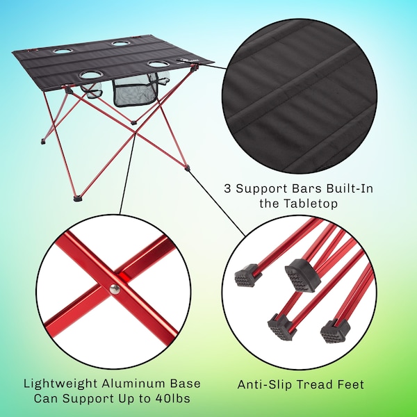 Wakeman Camp Table - Outdoor Folding Table with Cupholders and Carrying Bag for Camping by Outdoors - 75-CMP1078