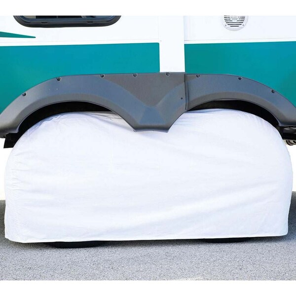 Superior Electric RV Trailer White Vinyl Dual / Double Tire Cover for Size 30 Inch-33 Inch - RVA1611